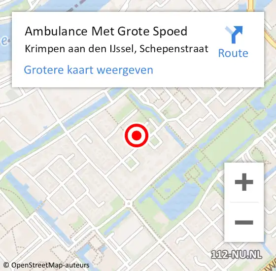Locatie op kaart van de 112 melding: Ambulance Met Grote Spoed Naar Krimpen aan den IJssel, Schepenstraat op 25 juli 2023 18:03