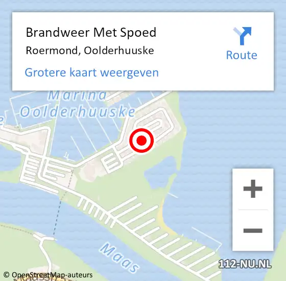 Locatie op kaart van de 112 melding: Brandweer Met Spoed Naar Roermond, Oolderhuuske op 25 juli 2023 19:16