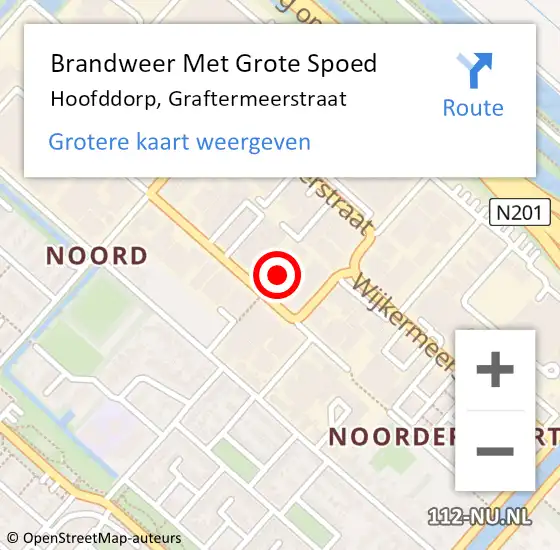 Locatie op kaart van de 112 melding: Brandweer Met Grote Spoed Naar Hoofddorp, Graftermeerstraat op 25 juli 2023 20:12