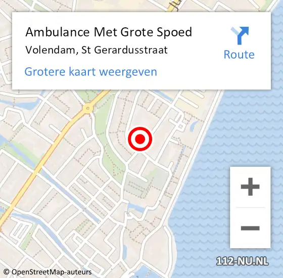 Locatie op kaart van de 112 melding: Ambulance Met Grote Spoed Naar Volendam, St Gerardusstraat op 25 juli 2023 21:23