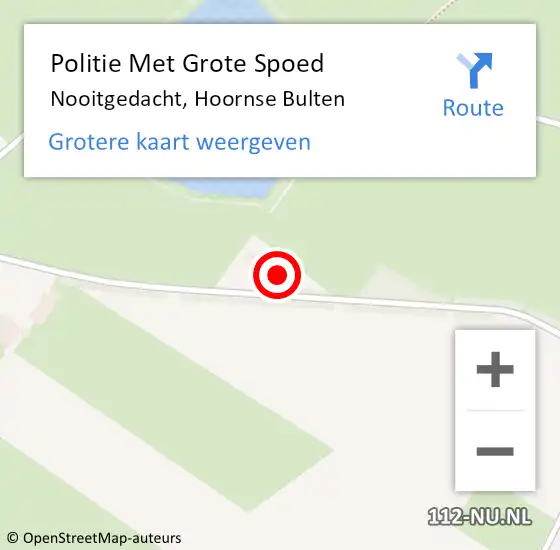 Locatie op kaart van de 112 melding: Politie Met Grote Spoed Naar Nooitgedacht, Hoornse Bulten op 25 juli 2023 21:59