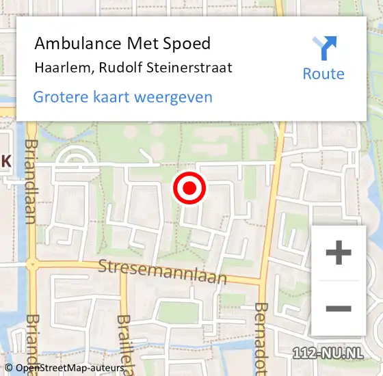Locatie op kaart van de 112 melding: Ambulance Met Spoed Naar Haarlem, Rudolf Steinerstraat op 25 juli 2023 22:10