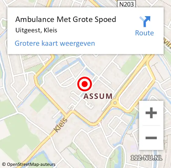 Locatie op kaart van de 112 melding: Ambulance Met Grote Spoed Naar Uitgeest, Kleis op 26 juli 2023 02:53