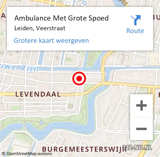 Locatie op kaart van de 112 melding: Ambulance Met Grote Spoed Naar Leiden, Veerstraat op 26 juli 2023 04:28