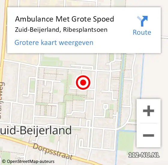 Locatie op kaart van de 112 melding: Ambulance Met Grote Spoed Naar Zuid-Beijerland, Ribesplantsoen op 26 juli 2023 05:16