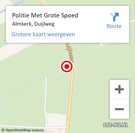 Locatie op kaart van de 112 melding: Politie Met Grote Spoed Naar Almkerk, Duijlweg op 26 juli 2023 08:10