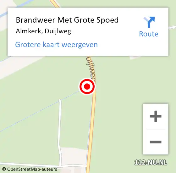 Locatie op kaart van de 112 melding: Brandweer Met Grote Spoed Naar Almkerk, Duijlweg op 26 juli 2023 08:11