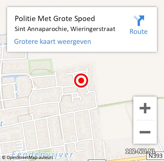 Locatie op kaart van de 112 melding: Politie Met Grote Spoed Naar Sint Annaparochie, Wieringerstraat op 26 juli 2023 08:42
