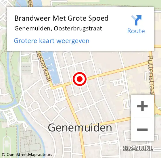 Locatie op kaart van de 112 melding: Brandweer Met Grote Spoed Naar Genemuiden, Oosterbrugstraat op 26 juli 2023 08:42