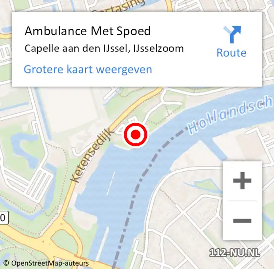 Locatie op kaart van de 112 melding: Ambulance Met Spoed Naar Capelle aan den IJssel, IJsselzoom op 26 juli 2023 11:14