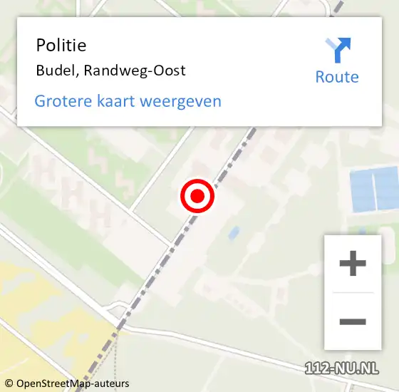Locatie op kaart van de 112 melding: Politie Budel, Randweg-Oost op 26 juli 2023 13:48