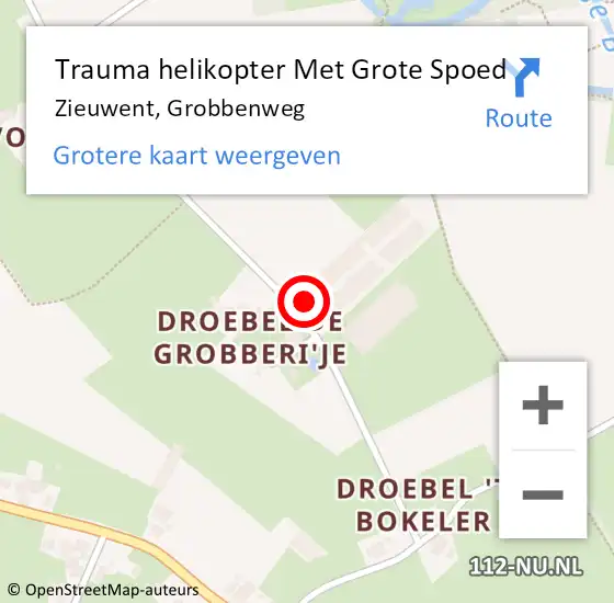 Locatie op kaart van de 112 melding: Trauma helikopter Met Grote Spoed Naar Zieuwent, Grobbenweg op 26 juli 2023 15:45