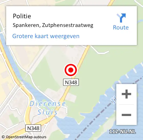 Locatie op kaart van de 112 melding: Politie Spankeren, Zutphensestraatweg op 26 juli 2023 15:51