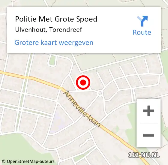 Locatie op kaart van de 112 melding: Politie Met Grote Spoed Naar Ulvenhout, Torendreef op 26 juli 2023 16:16