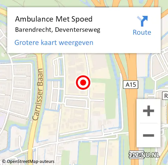 Locatie op kaart van de 112 melding: Ambulance Met Spoed Naar Barendrecht, Deventerseweg op 26 juli 2023 16:49