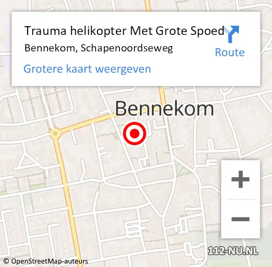 Locatie op kaart van de 112 melding: Trauma helikopter Met Grote Spoed Naar Bennekom, Schapenoordseweg op 26 juli 2023 17:47