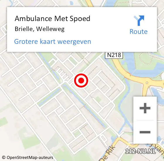 Locatie op kaart van de 112 melding: Ambulance Met Spoed Naar Brielle, Welleweg op 26 juli 2023 17:52