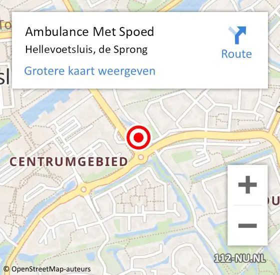 Locatie op kaart van de 112 melding: Ambulance Met Spoed Naar Hellevoetsluis, de Sprong op 26 juli 2023 18:49