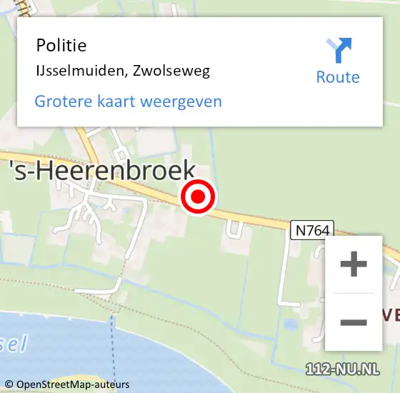 Locatie op kaart van de 112 melding: Politie IJsselmuiden, Zwolseweg op 26 juli 2023 20:03