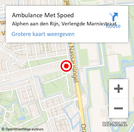 Locatie op kaart van de 112 melding: Ambulance Met Spoed Naar Alphen aan den Rijn, Verlengde Marnixstraat op 26 juli 2023 20:28