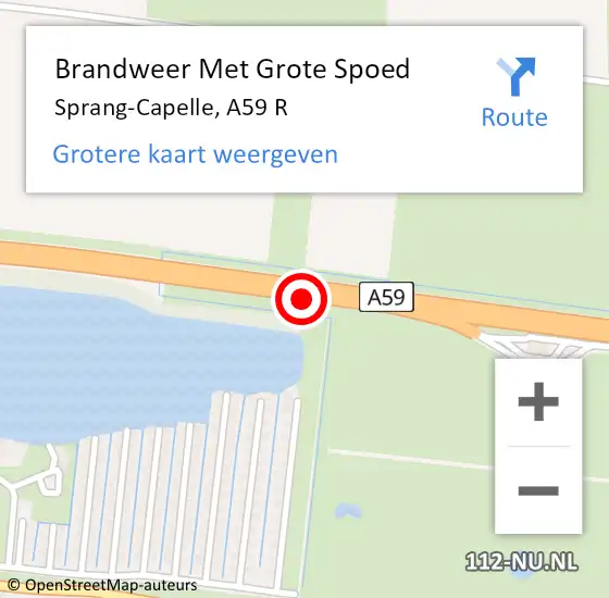 Locatie op kaart van de 112 melding: Brandweer Met Grote Spoed Naar Sprang-Capelle, A59 R op 3 september 2014 03:48