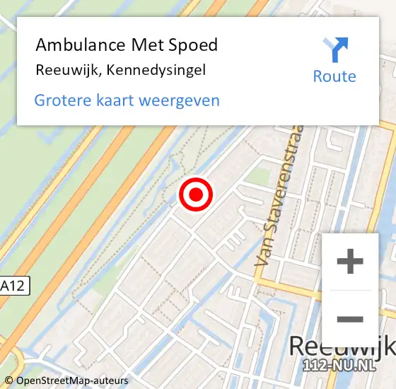 Locatie op kaart van de 112 melding: Ambulance Met Spoed Naar Reeuwijk, Kennedysingel op 26 juli 2023 22:03