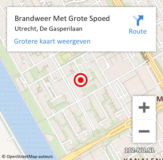 Locatie op kaart van de 112 melding: Brandweer Met Grote Spoed Naar Utrecht, De Gasperilaan op 27 juli 2023 00:47