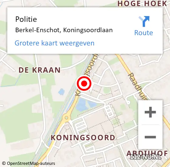 Locatie op kaart van de 112 melding: Politie Berkel-Enschot, Koningsoordlaan op 27 juli 2023 10:15