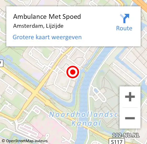 Locatie op kaart van de 112 melding: Ambulance Met Spoed Naar Amsterdam, Lijzijde op 27 juli 2023 12:14