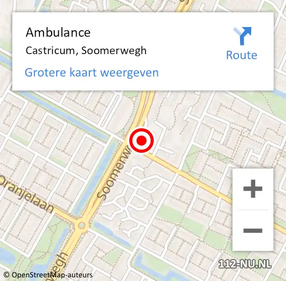 Locatie op kaart van de 112 melding: Ambulance Castricum, Soomerwegh op 27 juli 2023 13:00
