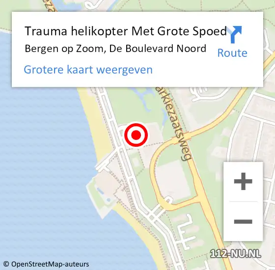 Locatie op kaart van de 112 melding: Trauma helikopter Met Grote Spoed Naar Bergen op Zoom, De Boulevard Noord op 27 juli 2023 14:07