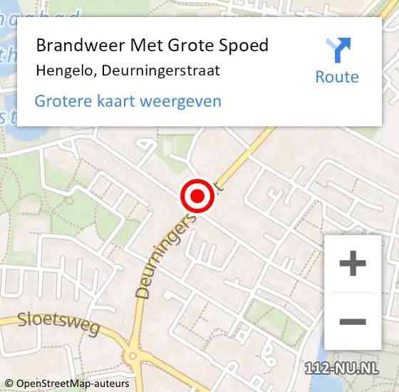 Locatie op kaart van de 112 melding: Brandweer Met Grote Spoed Naar Hengelo, Deurningerstraat op 27 juli 2023 14:26