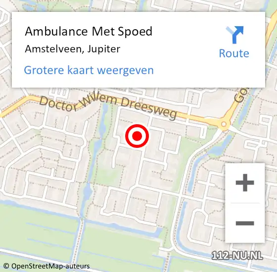 Locatie op kaart van de 112 melding: Ambulance Met Spoed Naar Amstelveen, Jupiter op 27 juli 2023 14:37