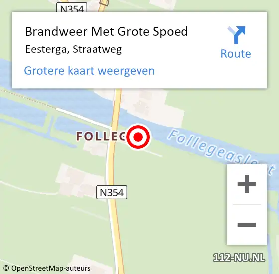 Locatie op kaart van de 112 melding: Brandweer Met Grote Spoed Naar Eesterga, Straatweg op 27 juli 2023 14:38