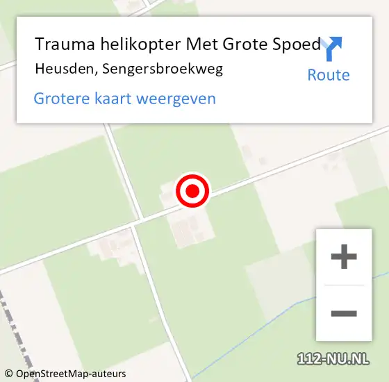 Locatie op kaart van de 112 melding: Trauma helikopter Met Grote Spoed Naar Heusden, Sengersbroekweg op 27 juli 2023 15:07