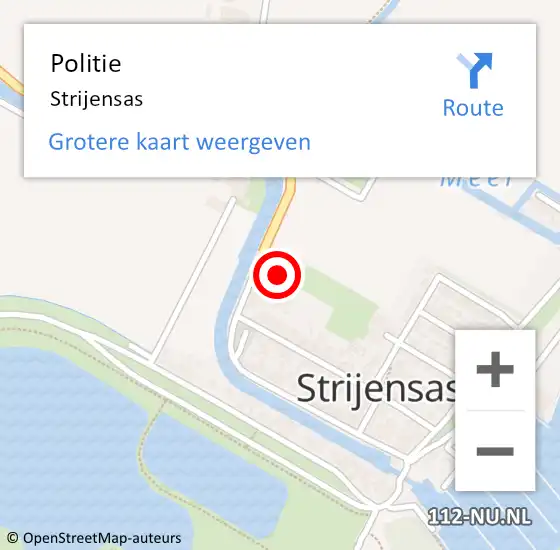 Locatie op kaart van de 112 melding: Politie Strijensas op 27 juli 2023 15:49