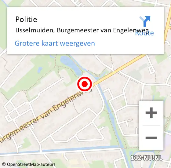 Locatie op kaart van de 112 melding: Politie IJsselmuiden, Burgemeester van Engelenweg op 27 juli 2023 16:03