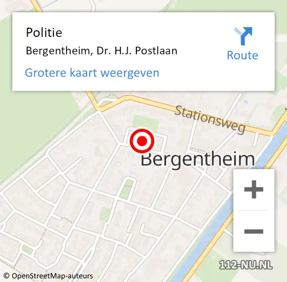 Locatie op kaart van de 112 melding: Politie Bergentheim, Dr. H.J. Postlaan op 27 juli 2023 16:23