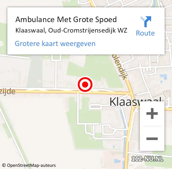 Locatie op kaart van de 112 melding: Ambulance Met Grote Spoed Naar Klaaswaal, Oud-Cromstrijensedijk WZ op 27 juli 2023 16:59