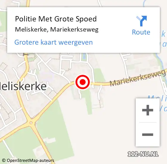 Locatie op kaart van de 112 melding: Politie Met Grote Spoed Naar Meliskerke, Mariekerkseweg op 27 juli 2023 18:04