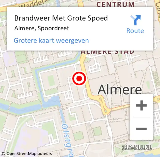 Locatie op kaart van de 112 melding: Brandweer Met Grote Spoed Naar Almere, Spoordreef op 27 juli 2023 19:38
