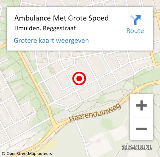 Locatie op kaart van de 112 melding: Ambulance Met Grote Spoed Naar IJmuiden, Reggestraat op 27 juli 2023 20:24