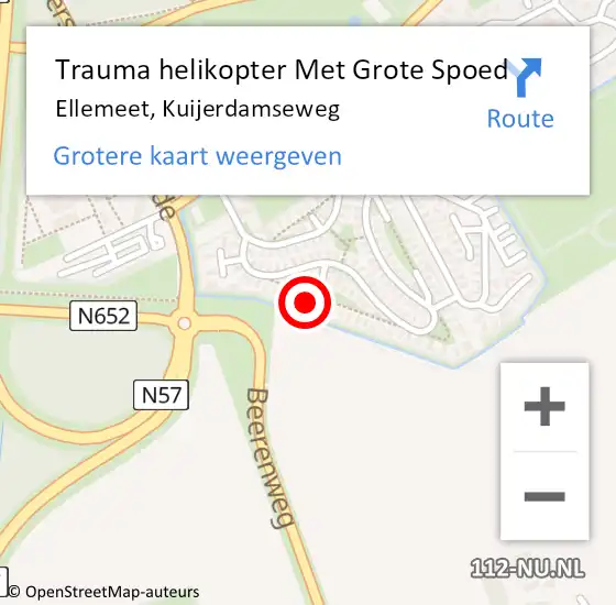 Locatie op kaart van de 112 melding: Trauma helikopter Met Grote Spoed Naar Ellemeet, Kuijerdamseweg op 27 juli 2023 20:24