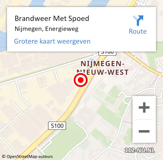 Locatie op kaart van de 112 melding: Brandweer Met Spoed Naar Nijmegen, Energieweg op 28 juli 2023 08:41