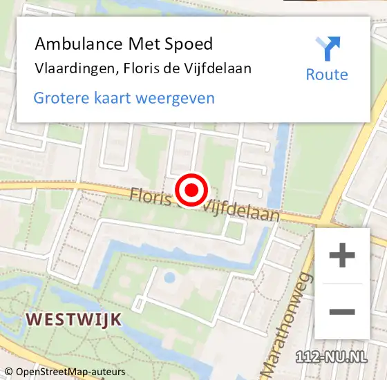 Locatie op kaart van de 112 melding: Ambulance Met Spoed Naar Vlaardingen, Floris de Vijfdelaan op 28 juli 2023 08:42