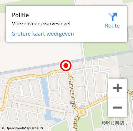 Locatie op kaart van de 112 melding: Politie Vriezenveen, Garvesingel op 28 juli 2023 10:49