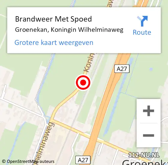 Locatie op kaart van de 112 melding: Brandweer Met Spoed Naar Groenekan, Koningin Wilhelminaweg op 28 juli 2023 11:44