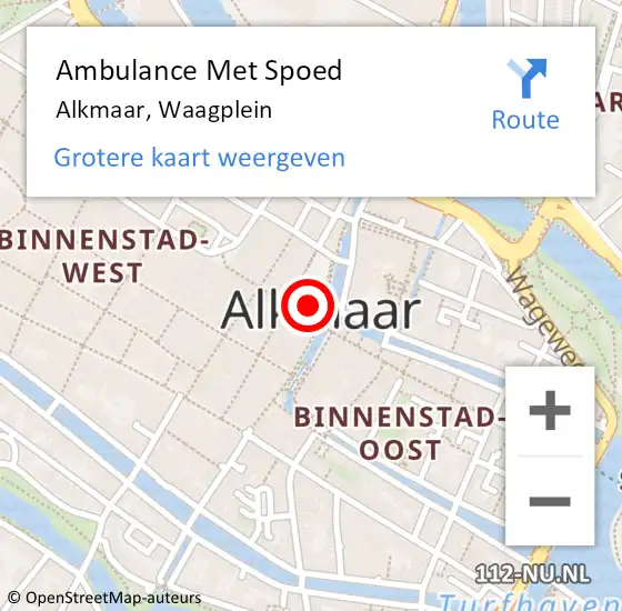Locatie op kaart van de 112 melding: Ambulance Met Spoed Naar Alkmaar, Waagplein op 28 juli 2023 12:01