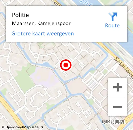 Locatie op kaart van de 112 melding: Politie Maarssen, Kamelenspoor op 28 juli 2023 14:54