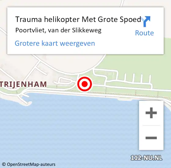 Locatie op kaart van de 112 melding: Trauma helikopter Met Grote Spoed Naar Poortvliet, van der Slikkeweg op 28 juli 2023 16:56
